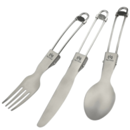 Max Knives MKTI-SET — Set de 3 ustensiles pliants en titane, 44 g