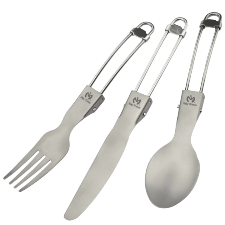 Max Knives MKTI-SET — Set of 3 folding titanium utensils, 44 g