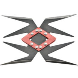 Max Knives NS140 — Shuriken 4 branches noir et rouge, 100 x 67 mm