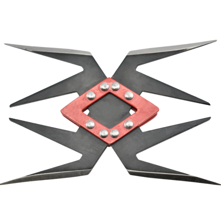 Max Knives NS140 — 4-point shuriken in black and red, 100 x 67 mm