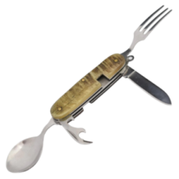 Max Knives P04BE — Detachable picnic cutlery set with ram horn handles
