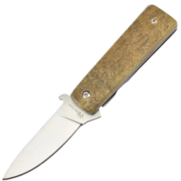 Max Knives P15BE — 440C folding knife with ram horn handle, 62 g