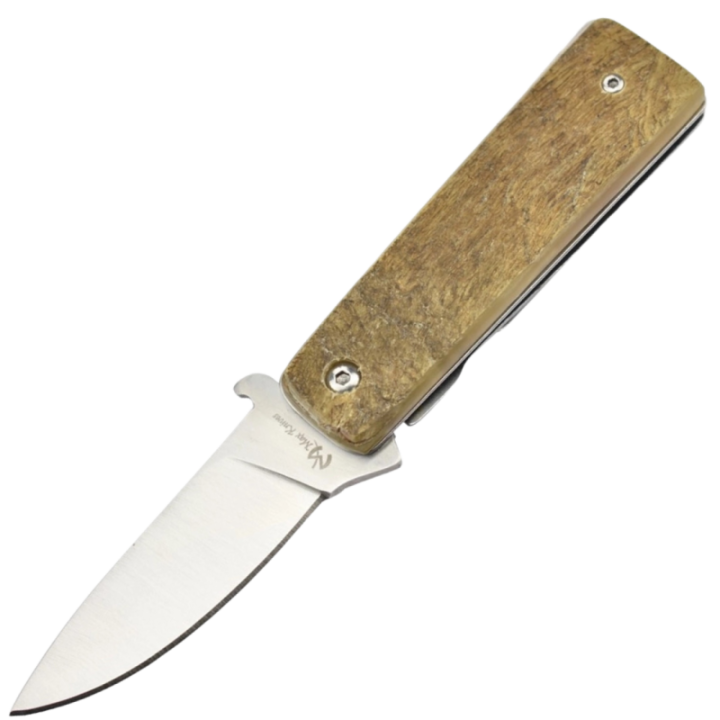 Max Knives P15BE — 440C folding knife with ram horn handle, 62 g