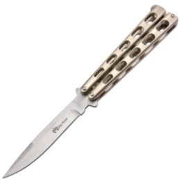 Max Knives P32S — 440C butterfly knife, champagne gold handles