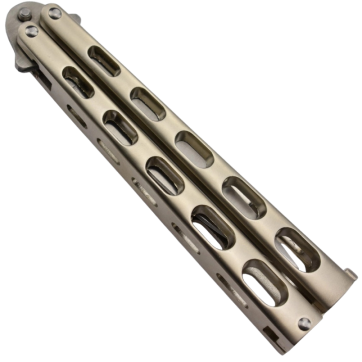 Max Knives P32S — 440C butterfly knife, champagne gold handles — view 2