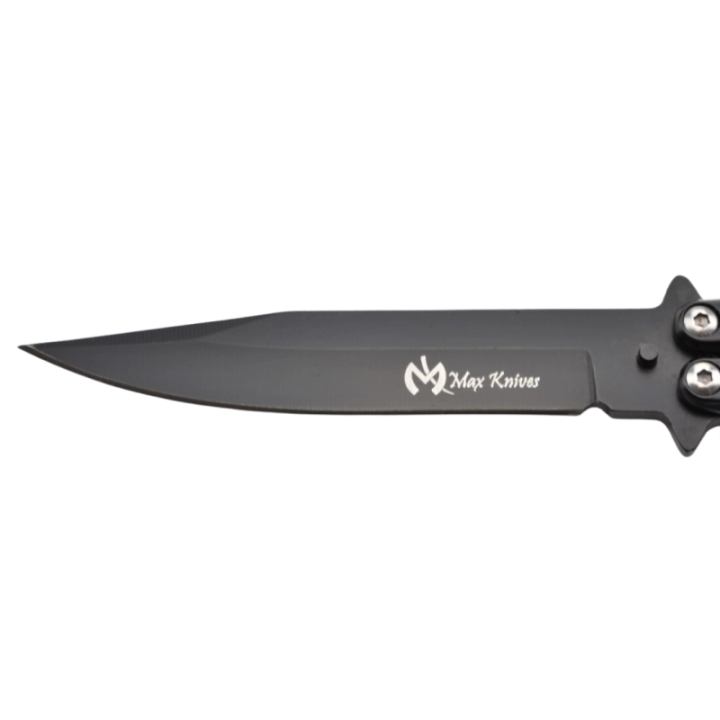 Max Knives P34B — Butterfly Knife, Black Drop-Point Blade, Skeletonised Handles — view 3