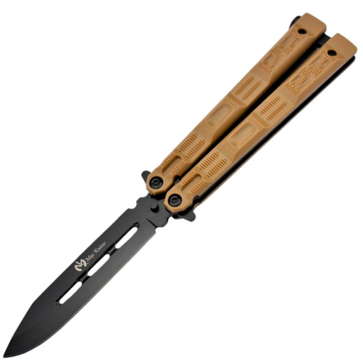 Max Knives P41M — Butterfly knife, brown ABS handles, 80 mm blade