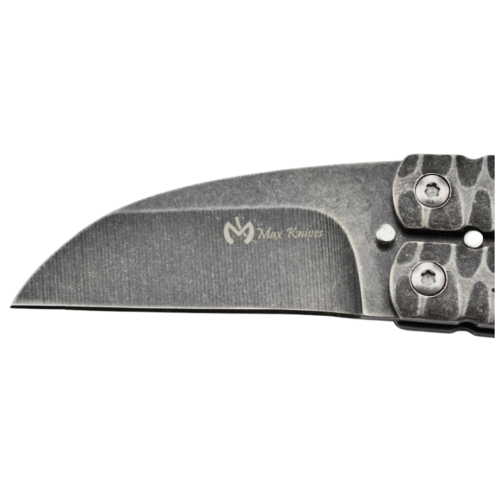 Max Knives P42 — Couteau papillon sheepfoot stonewash, étui nylon — vue 2