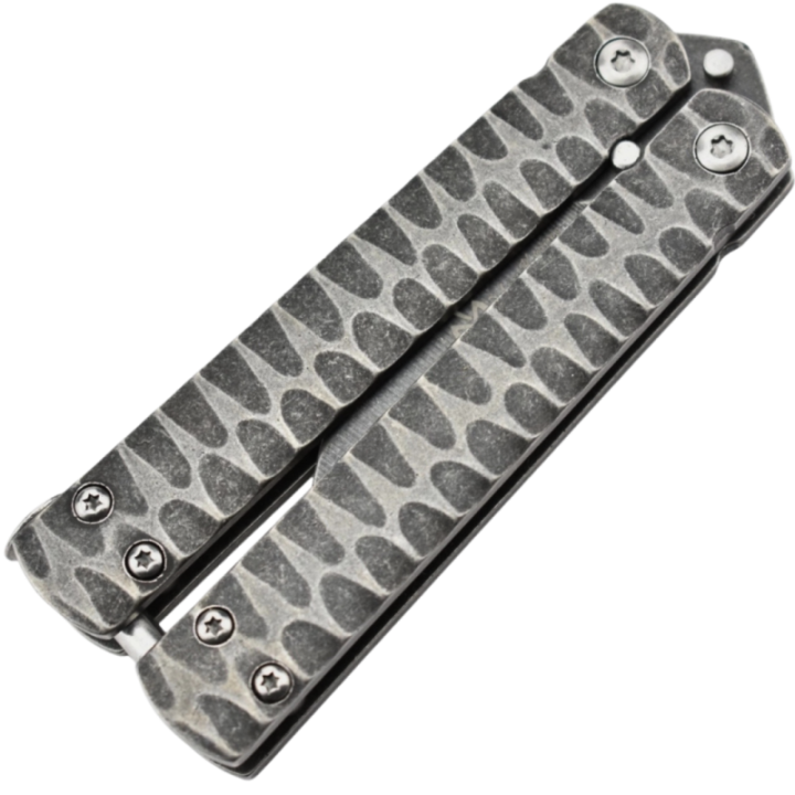 Max Knives P42 — Sheepfoot butterfly knife, stonewash, nylon sheath — view 3