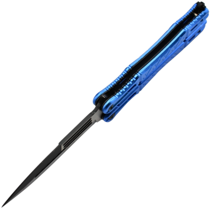 Max Knives P45 — 3Cr13 Butterfly Knife, Spear Point, Blue Anodized Aluminium Handles — view 4