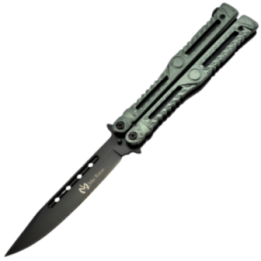 Max Knives P47 — Couteau papillon aluminium vert, lame 105 mm
