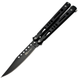 Max Knives P52B — All-black butterfly knife, 98 mm 3Cr13 blade