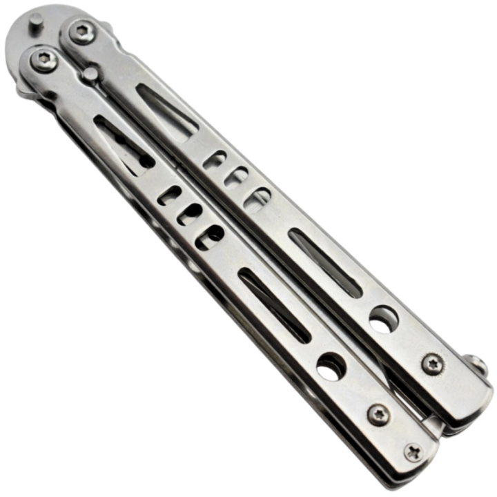 Max Knives P52S — 3Cr13 Butterfly Knife, Spear Point, Silver Steel Handles — view 2