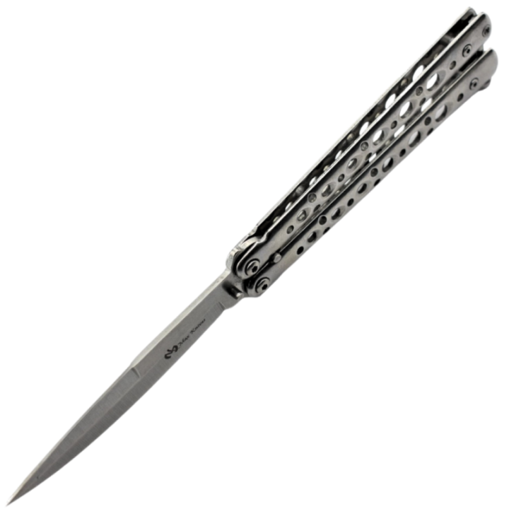 Max Knives P53S — 3Cr13 Butterfly Knife, Spear Point, Steel Handles, Silver Finish — view 3