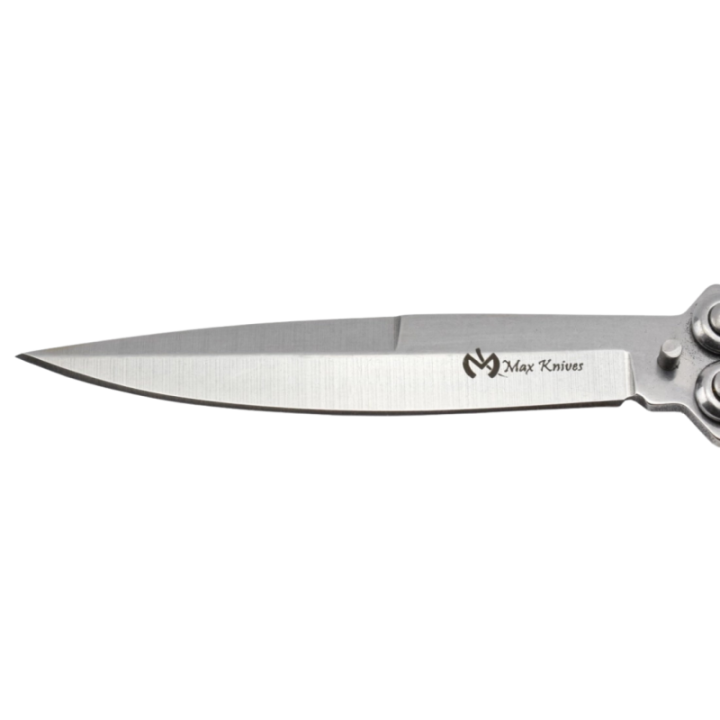 Max Knives P53S — Couteau papillon acier 3Cr13 spear point, manches acier finition silver — vue 4