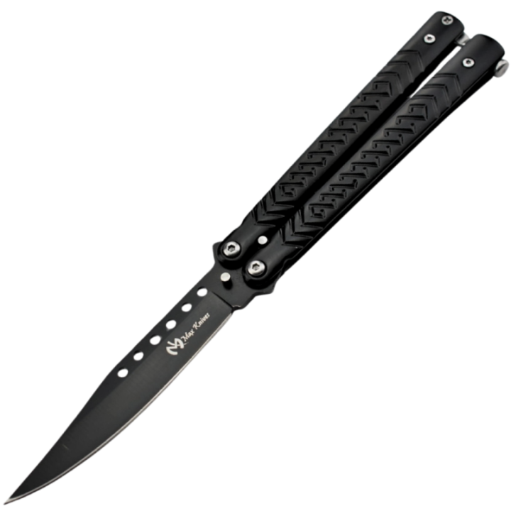 Max Knives P54B — Black 3Cr13 butterfly knife with a 98 mm blade