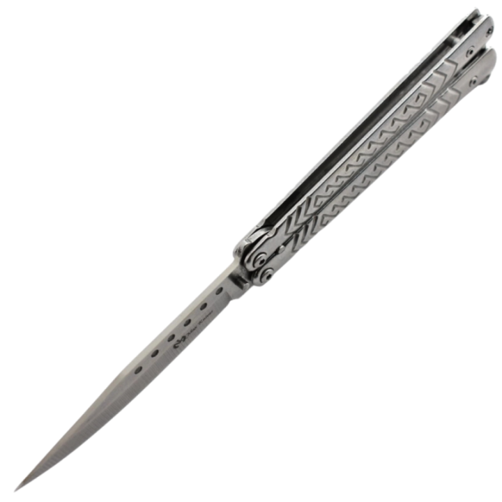 Max Knives P54S — 3Cr13 Butterfly Knife, Spear Point, Chevron Steel Handles — view 4