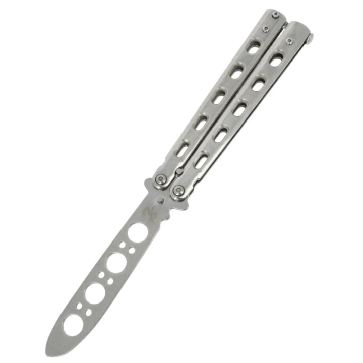 Max Knives P56E — Papillon d'entraînement trainer, manches acier ajourés
