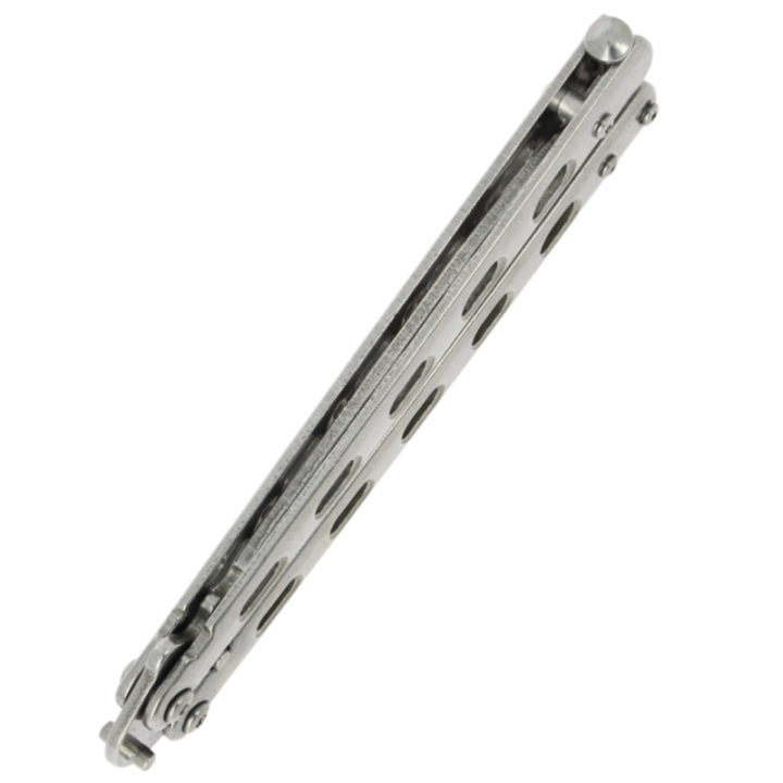 Max Knives P56E — Papillon d'entraînement trainer, manches acier ajourés — vue 3