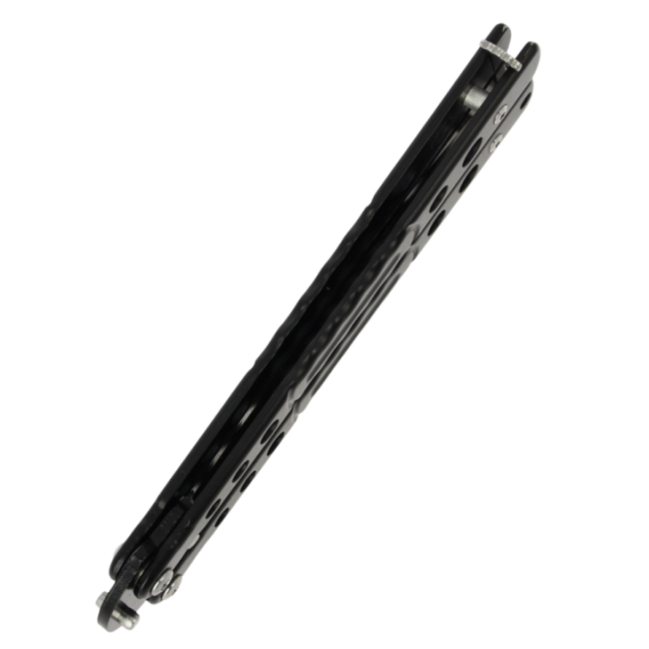 Max Knives P58B — Papillon noir clip point 97 mm, manches percés — vue 3