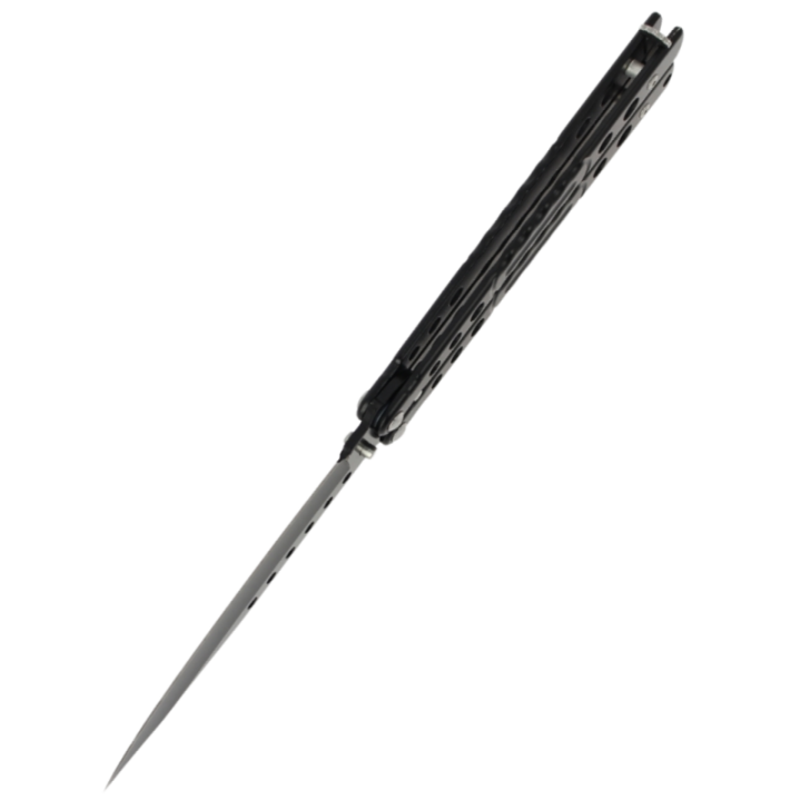 Max Knives P58B — Papillon noir clip point 97 mm, manches percés — vue 4