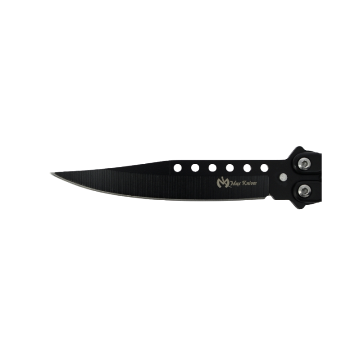 Max Knives P58B — Black clip point butterfly knife 97 mm, drilled handles — view 5