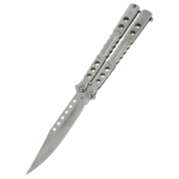 Max Knives P58S — Papillon clip point 97 mm silver, 125 mm fermé