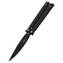 Max Knives P59B — Black spear point butterfly knife, 96 mm, 115 g