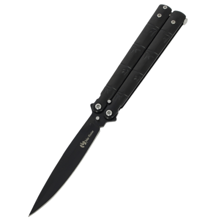 Max Knives P61B — Papillon noir à manches pleins, spear point 96 mm