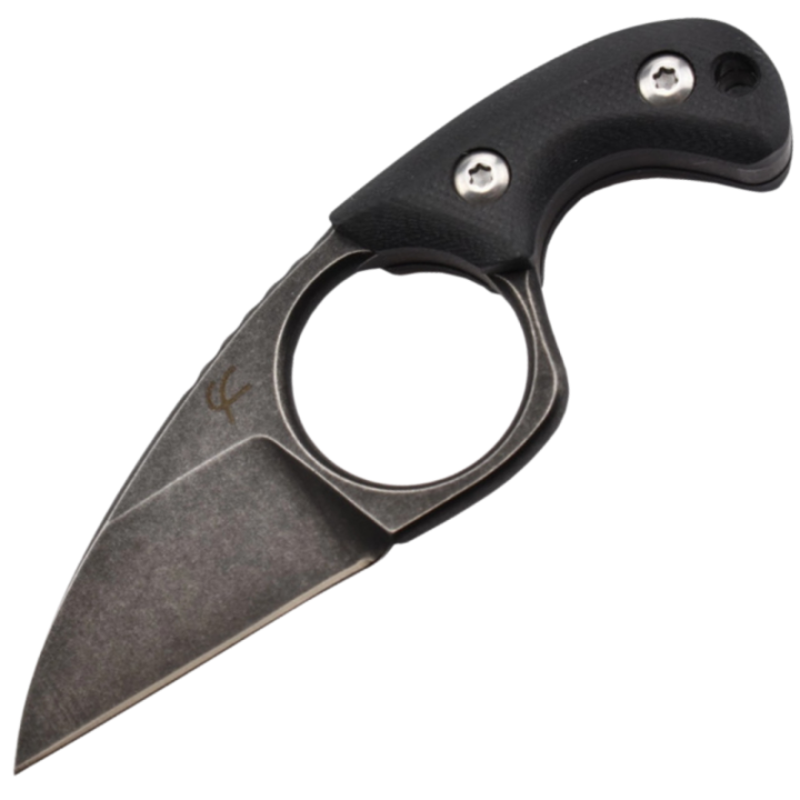 Max Knives FP2001B — Shorty fixed blade, 440C sheepfoot, black stonewash