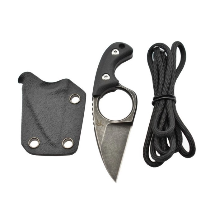 Max Knives FP2001B — Shorty fixed blade, 440C sheepfoot, black stonewash — view 4