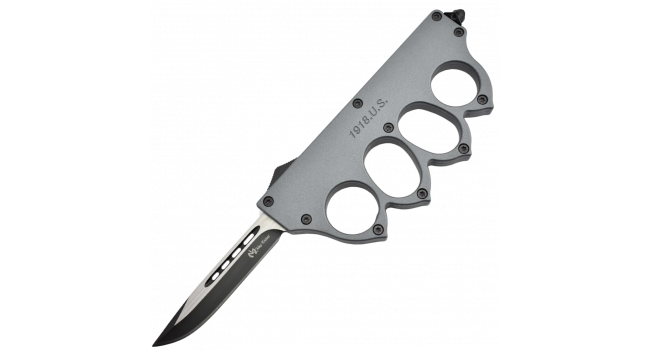 MAXKNIVES - MKO13G2 - Couteau automatique poing americain 1918 lame acier manche zinc aluminium