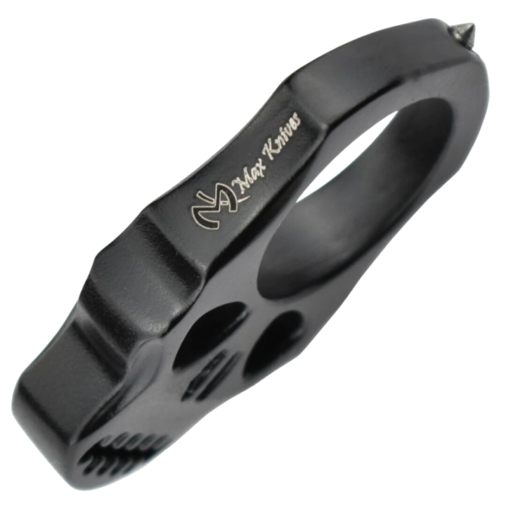 Max Knives PASKN — One-finger black aluminium impact tool, skull — view 2