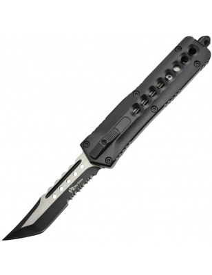 Couteau Automatique OTF en Aluminium Anodisé Noir - Lame Tanto Semi De