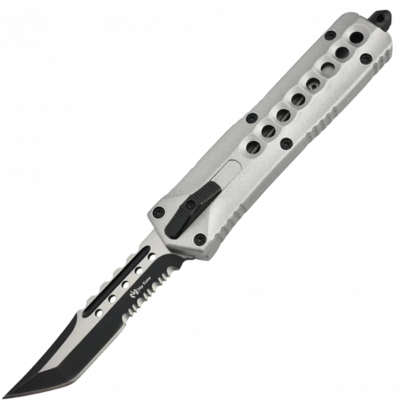 Couteau Automatique OTF en Aluminium Anodisé Finition Silver - Lame Ta