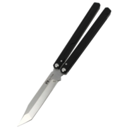 Max Knives PBF-2 — Tanto Butterfly Knife, D2 Tool Steel, V-Ridge Handle