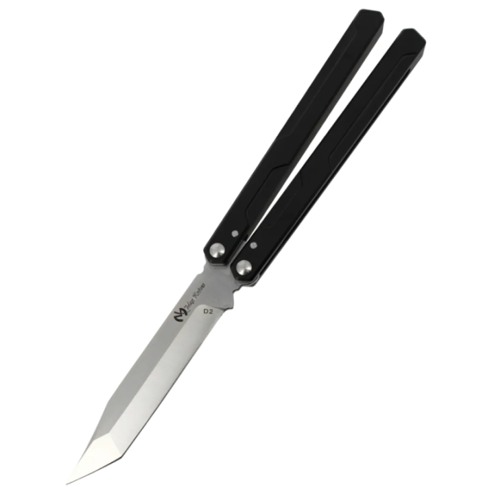 Max Knives PBF-2 — Tanto Butterfly Knife, D2 Tool Steel, V-Ridge Handle