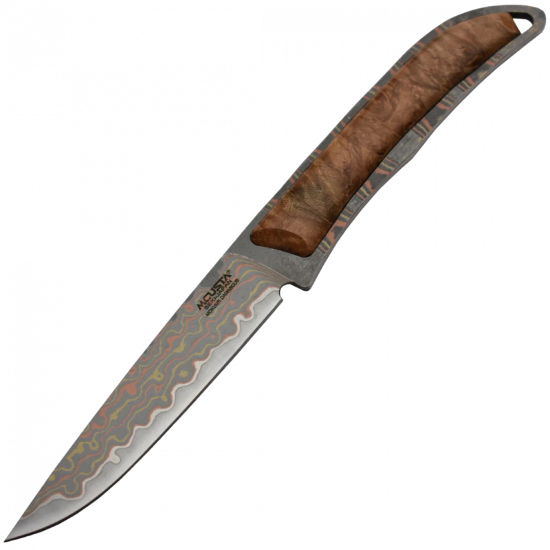 MCUSTA - MC006DP Couteau fixe Lame Mokume VG10 San Mai - Collaboration MAXKNIVES