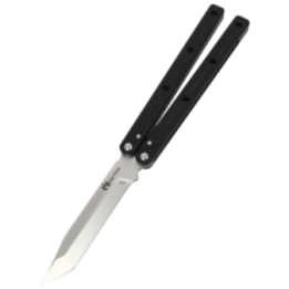 Max Knives PBF-4 — Tanto Butterfly Knife, D2 Steel, Skeletonised Handle