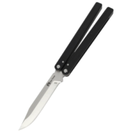 Max Knives PBF-5 — Clip Point Butterfly Knife, D2 Steel, Dished-Disc Handle