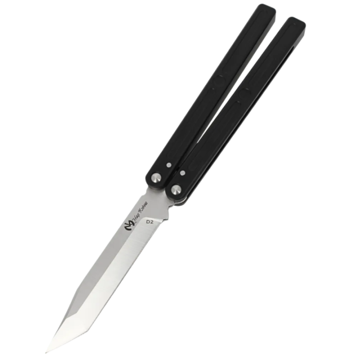 Max Knives PBF-6 — Tanto Butterfly Knife, D2 Steel, Dished-Disc Handle