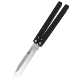 Max Knives PBF-8 — Couteau papillon tanto, acier D2, manche à stries obliques