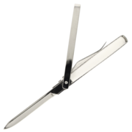 Max Knives SP41 Quattro — Mini 440C folding knife, leather sheath