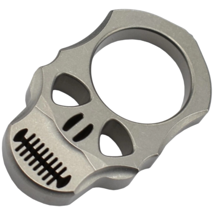 Max Knives TIKNU4 — Impact Skull, natural titanium one-finger tool