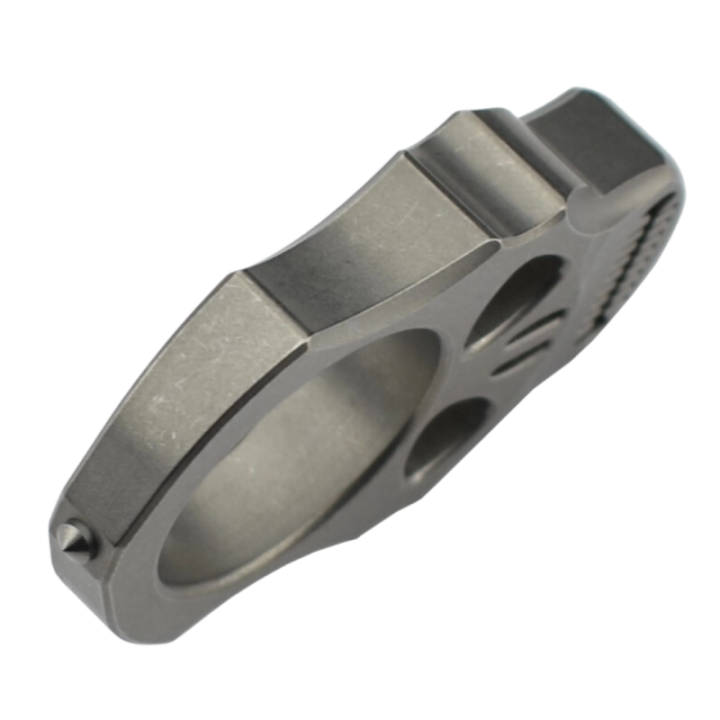 Max Knives TIKNU4 — Impact Skull, natural titanium one-finger tool — view 2