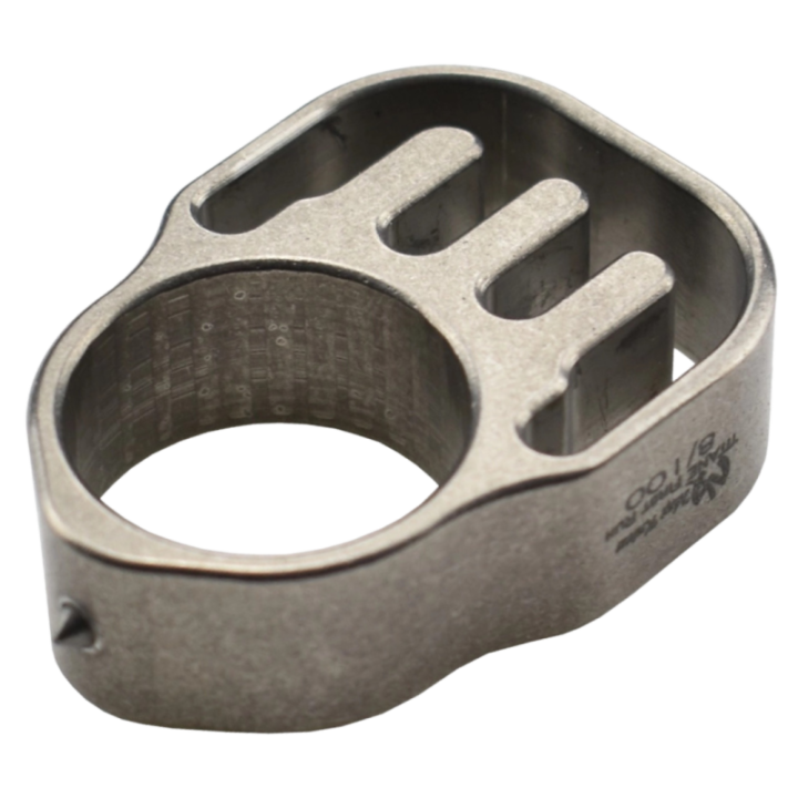 Max Knives TIKNU6 — Satin titanium pocket tool, carbide glass breaker