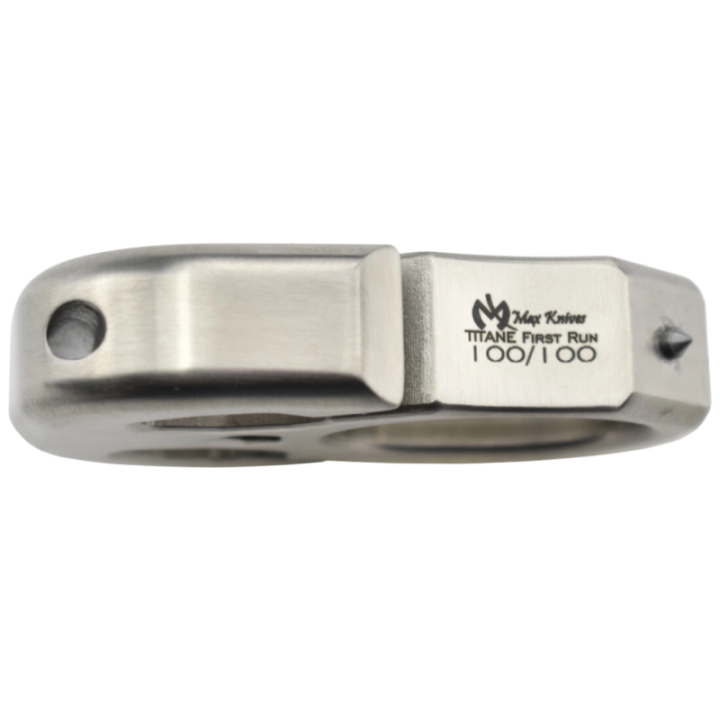 Max Knives TIKNU8 — Satin titanium pocket tool, triple glass breaker — view 3