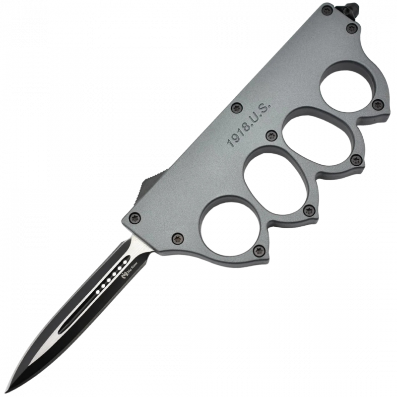 MAXKNIVES - MKO13G1 - Couteau automatique poing americain 1918 lame acier manche zinc aluminium