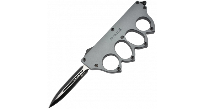 MAXKNIVES - MKO13G1 - Couteau automatique poing americain 1918 lame acier manche zinc aluminium