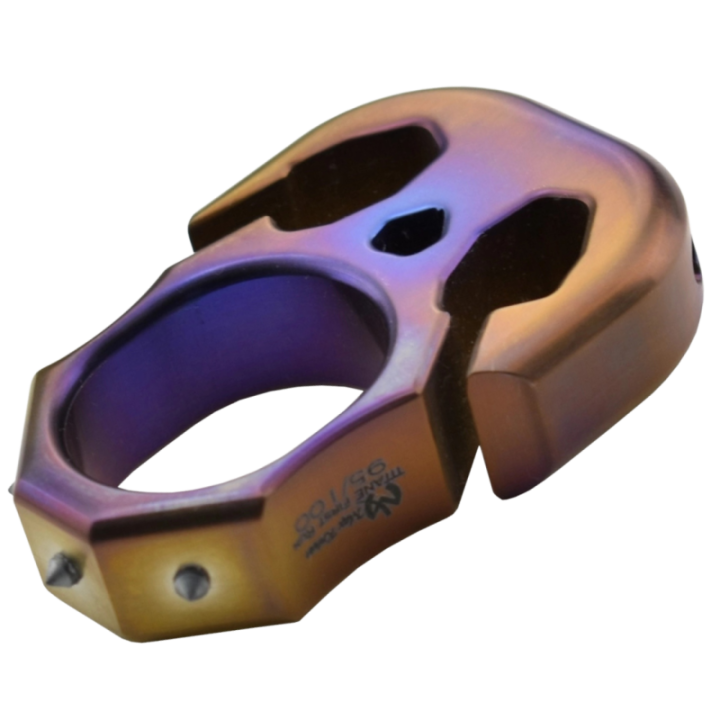 Max Knives TIKNU8+ — Outil de poche titane anodisé, passage de doigt